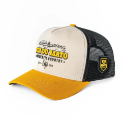 Boné Aba Curva Trucker - Vim du Mato Authentic Country - Amarelo/Creme/Preto - VDM06
