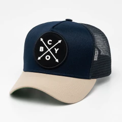 Boné ChoraBoy Aba Curva Trucker - Bege/Azul Marinho - REF 397