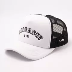 Boné ChoraBoy Aba Curva Trucker Espumado - Premium - Branco e Preto - REF 04