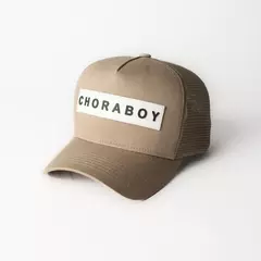 Boné Choraboy Aba Curva Trucker - Logo Retângulo Branco - Bege - REF 152