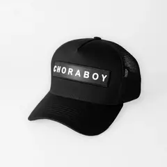 Boné Choraboy Aba Curva Trucker - Logo Retangulo Preto - Preto - REF 159