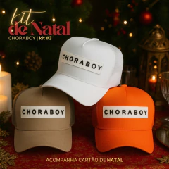 Kit 3 Bonés ChoraBoy Aba Curva Trucker - Bege, Branco, Laranja