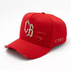 Boné ChoraBoy Aba Curva Destroyed - Premium CB - Vermelho/Bege - REF 127