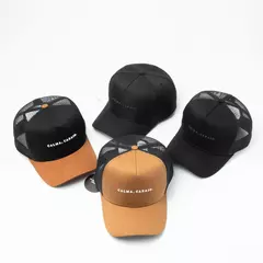 Kit 4 Bonés Choraboy Aba Curva Calma, Caraio - Caramelo e Preto, Caramelo, Preto trucker, Preto Acrílico