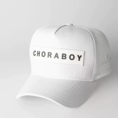 Boné ChoraBoy Aba Curva Trucker - Logo Retângulo Branco - Branco - REF 00156