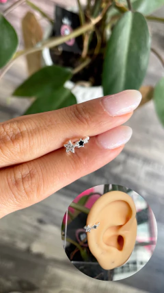 Cuff estrellita strass - acero blanco - comprar online