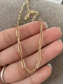 Cadena eslabon alargado pequeño acero dorado