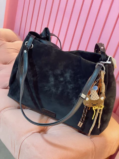 Cartera estilo Tote Teddy gamuzado - negro en internet