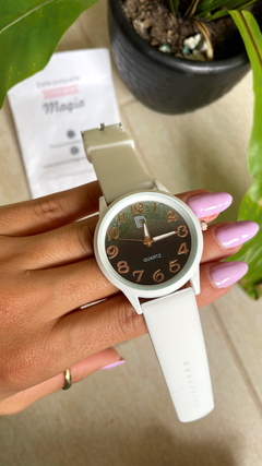 Reloj Glitter degrade- malla silicona blanco en internet