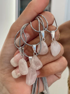 Cadena Cuarzo rosado rolada