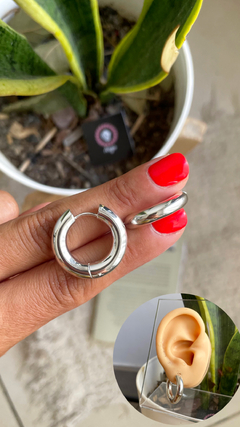 Argollas infladas cierre click 24 mm - acero blanco - comprar online