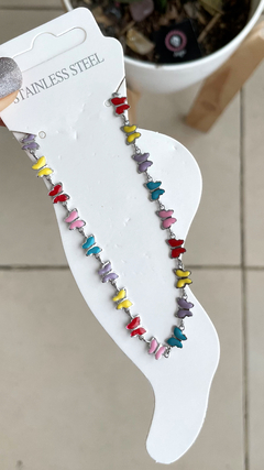 Tobillera mariposas de colores - acero quirùrgico - comprar online