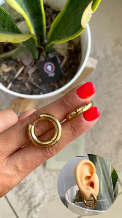 Argollas infladas cierre click 24 mm - acero dorado - comprar online