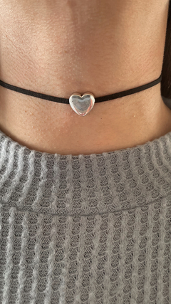 Chocker con corazón niquel plateado - Arya complementos