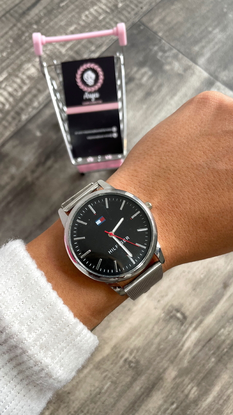 Reloj malla metálica unisex negro - comprar online