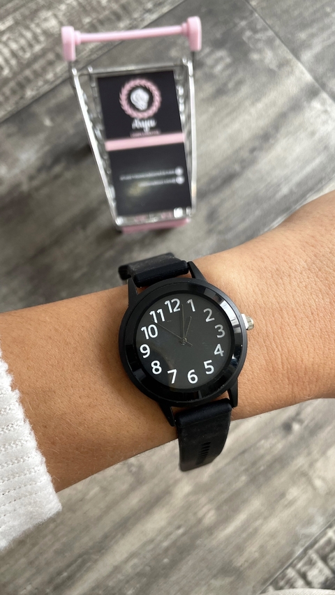 Reloj silicona con números y malla negro - comprar online