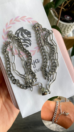 Pulsera imán x 2 doble cadenita corazón - comprar online
