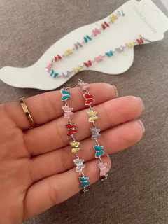 Tobillera mariposas de colores - acero quirùrgico - comprar online