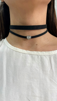 Chocker doble corazon plateado en internet