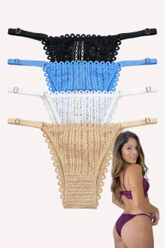 Combo Kit 4 Calcinhas Tanga Renda Alça Regulável Anaí Especial