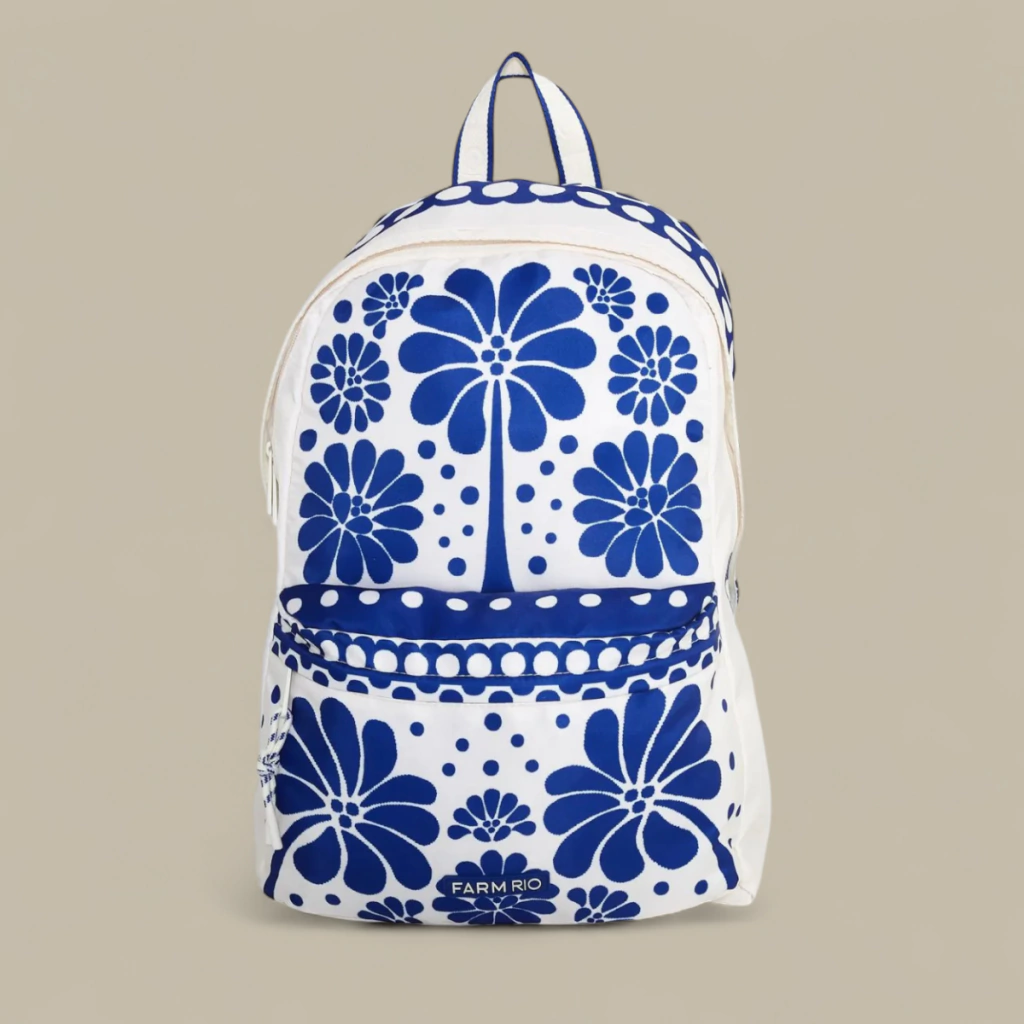 Mochila Farm Xodó Palermo Azul e Branco Verão 25'