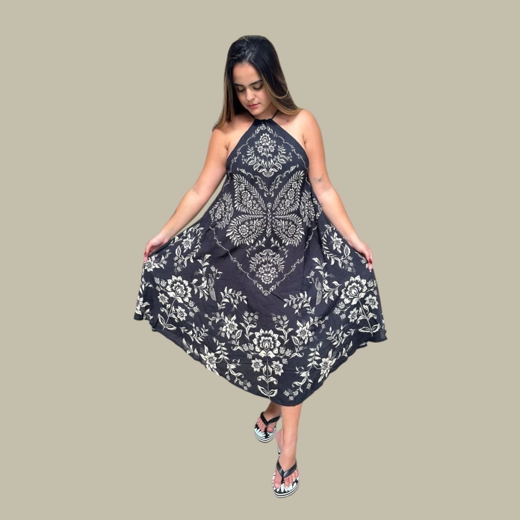 Vestido Longo Cropped Farm Estampado Borbolina Inverno 25