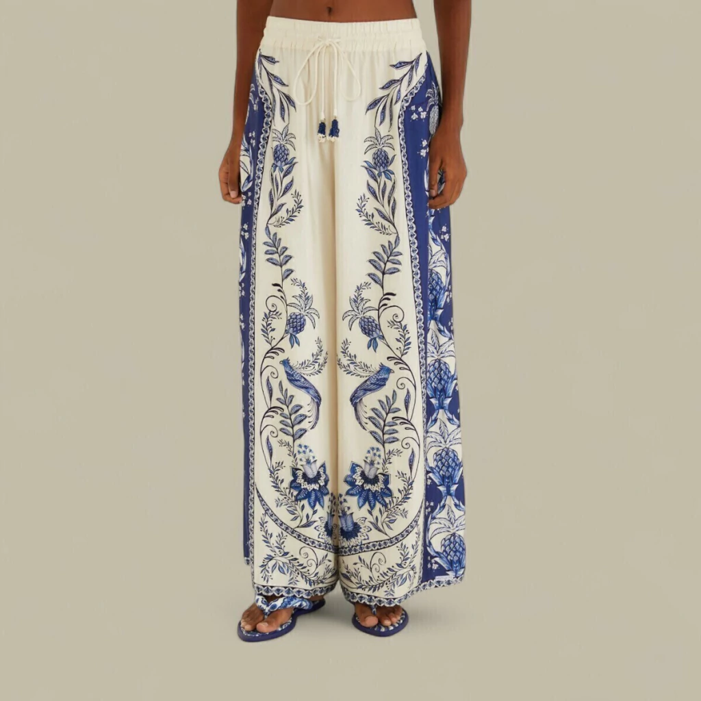 Calça Farm Pantalona Nina Estampada Feminina Verão 25