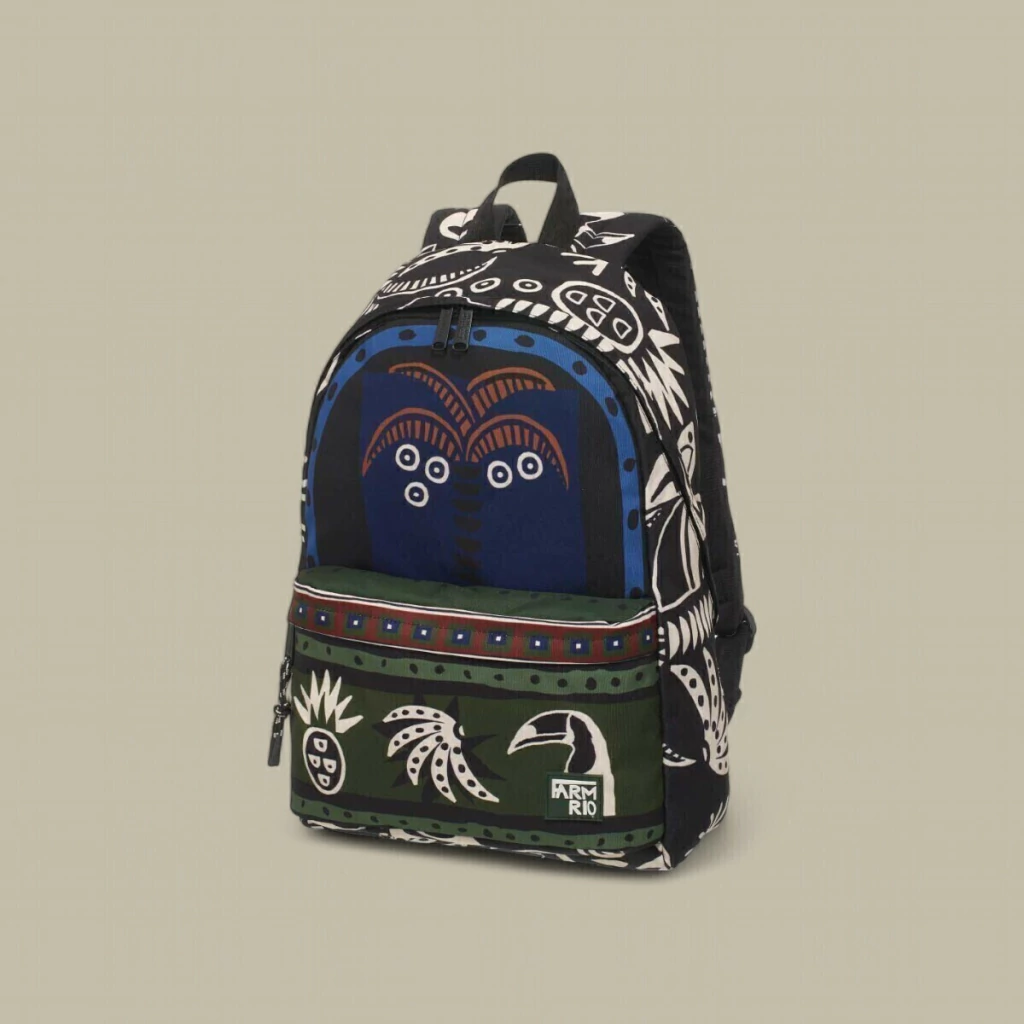 Mochila Xodó Farm Gráfico Tropi Cor Preto