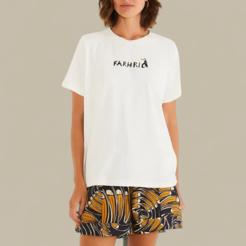 Blusa T-Shirt Fit Farm Rio Tucaninho Off White Verão 25