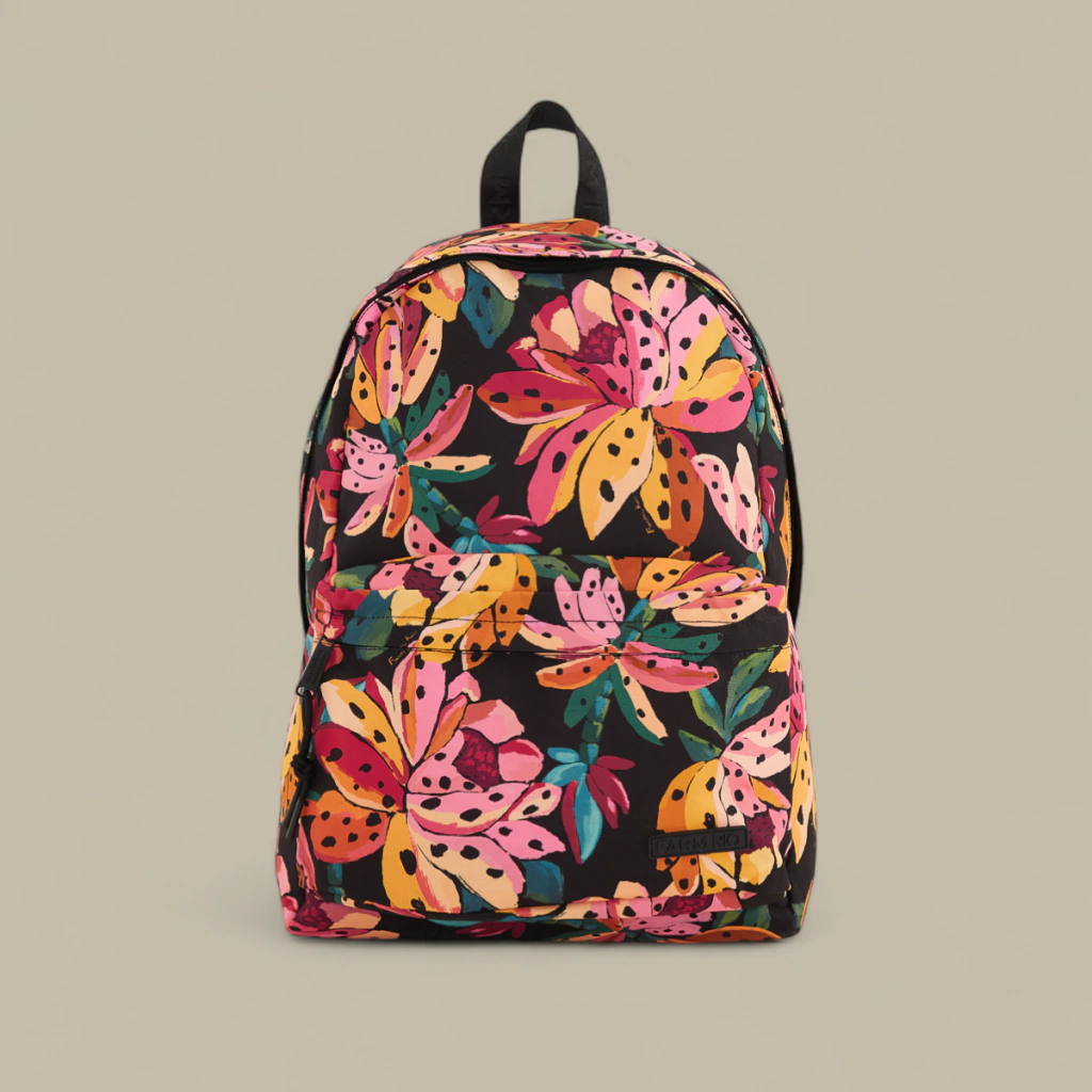 Mochila Xodó Farm Flor de Banana Preto Verão 25