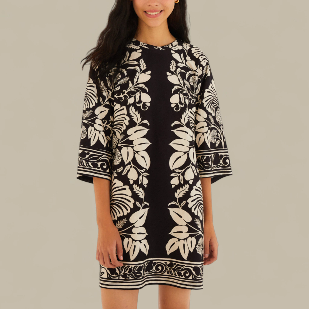 Vestido T-shirt Farm Big Sintra Localizado Preto Feminino