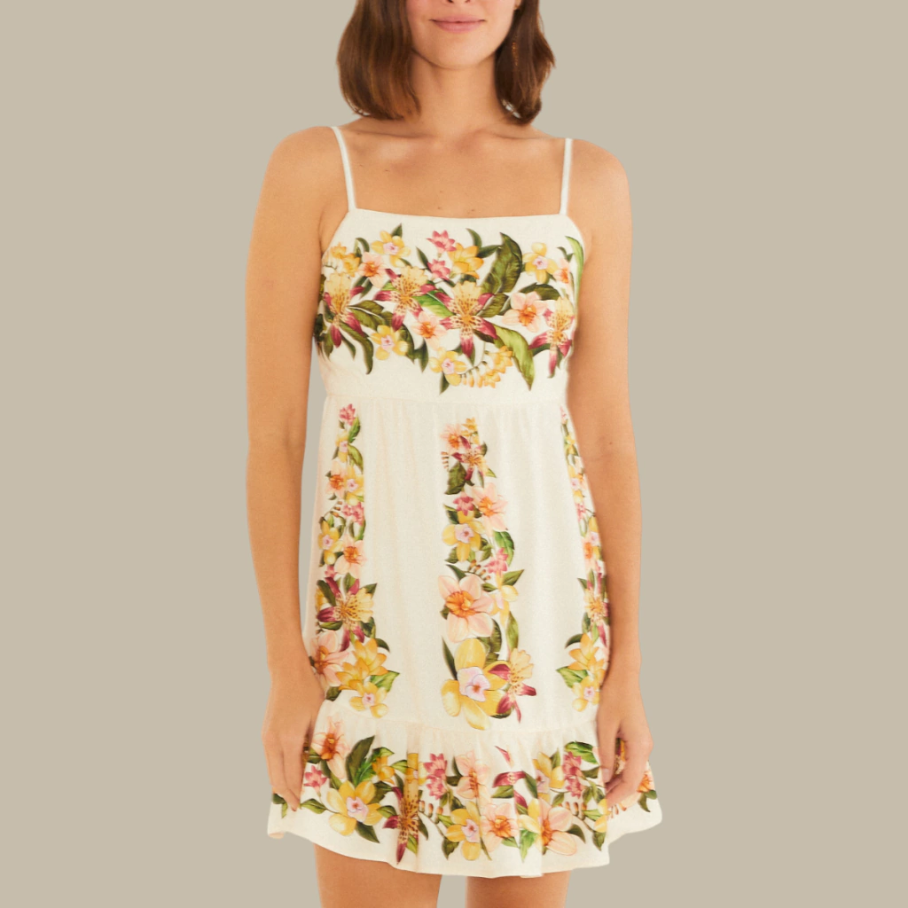 Vestido Curto Farm Feminino Estampado Floral Mali Original