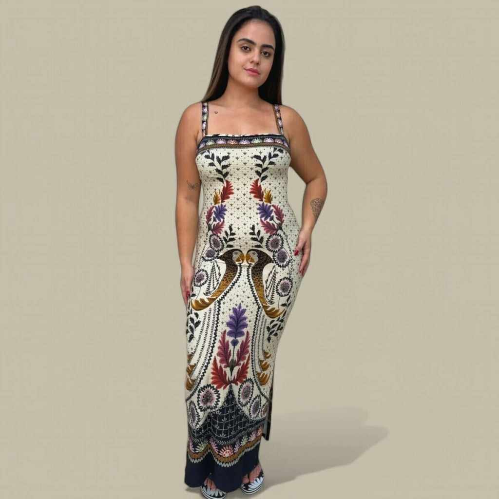 Vestido Midi Estampado Farm Tapete De Arara Inverno 25