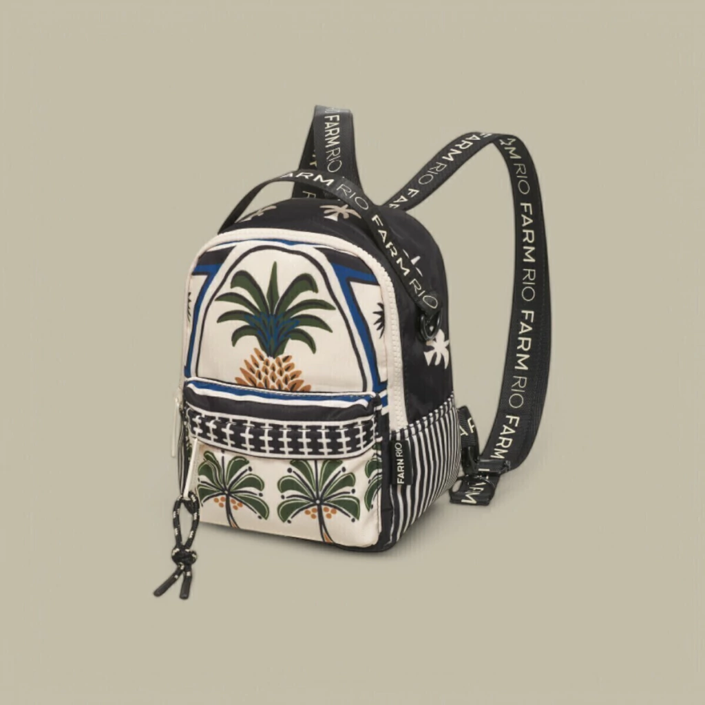 Mochila Farm Borogodó Jardim Tropical Cor Off White