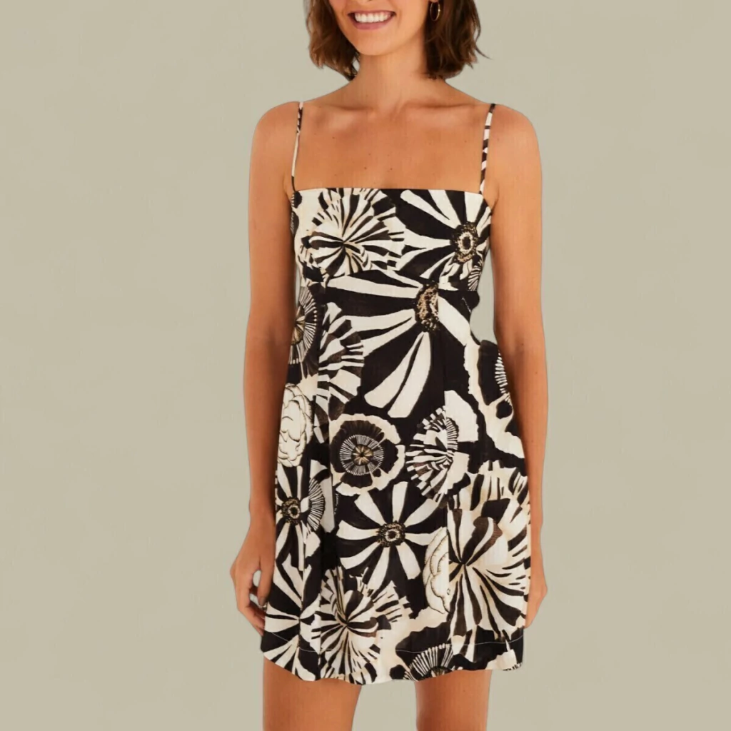 Vestido Curto Flora Estampado Original Farm Verão 25