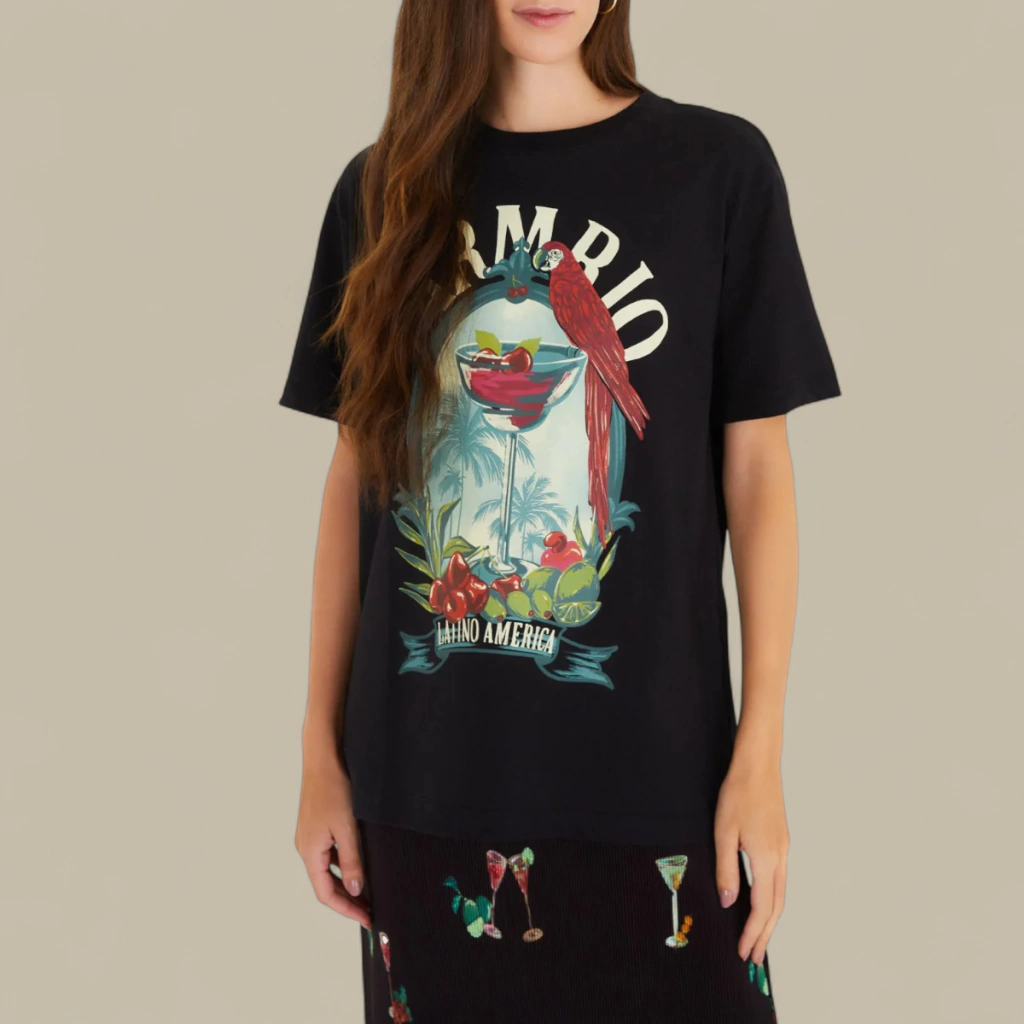 Blusa T-Shirt Media Farm Rio Drink Pintado Verão 25