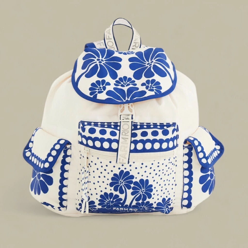 Bolsa Pipoca Farm ETC Palermo Azul e Branca Verão 25