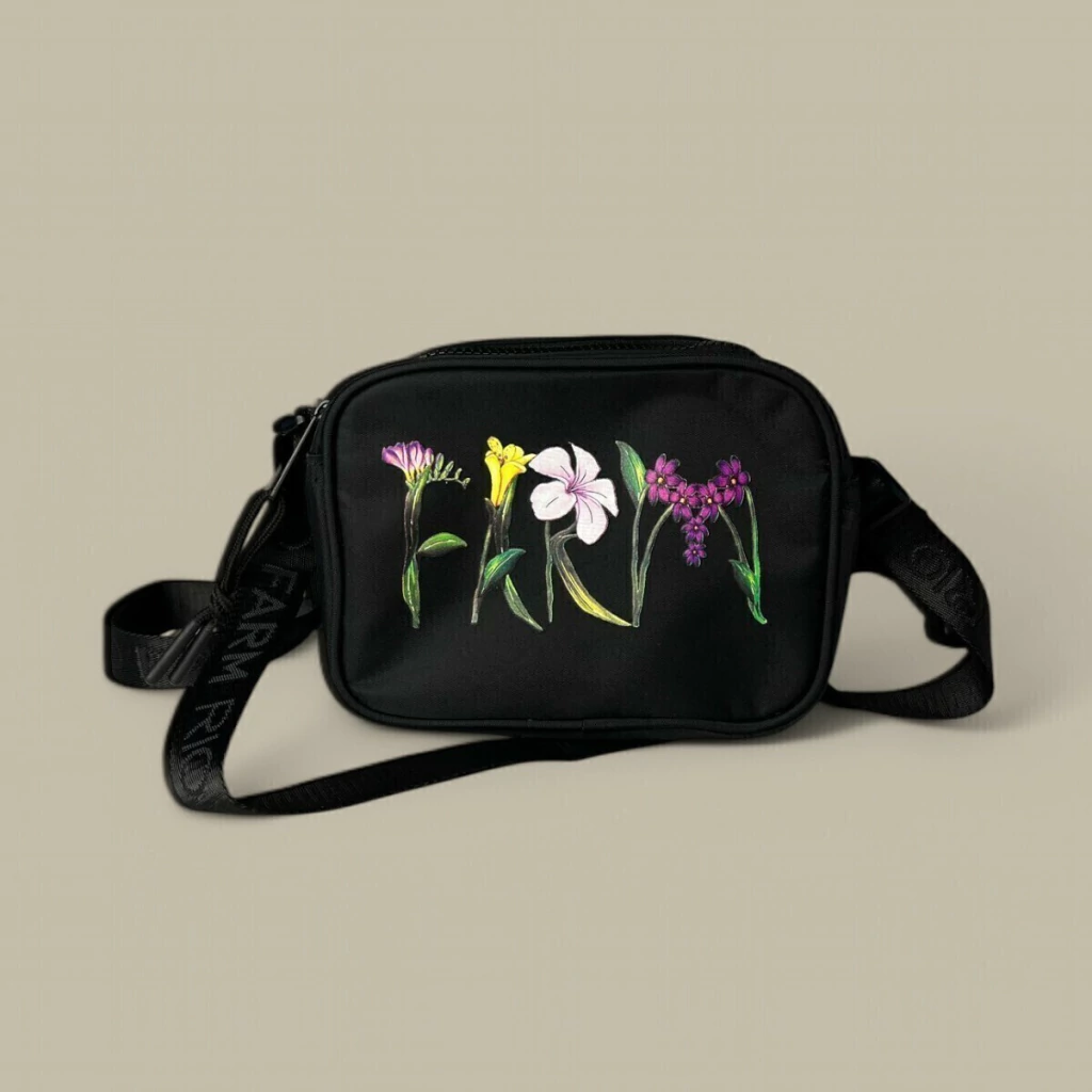 Bolsa Farm Chamego Romance Em Flor Preta