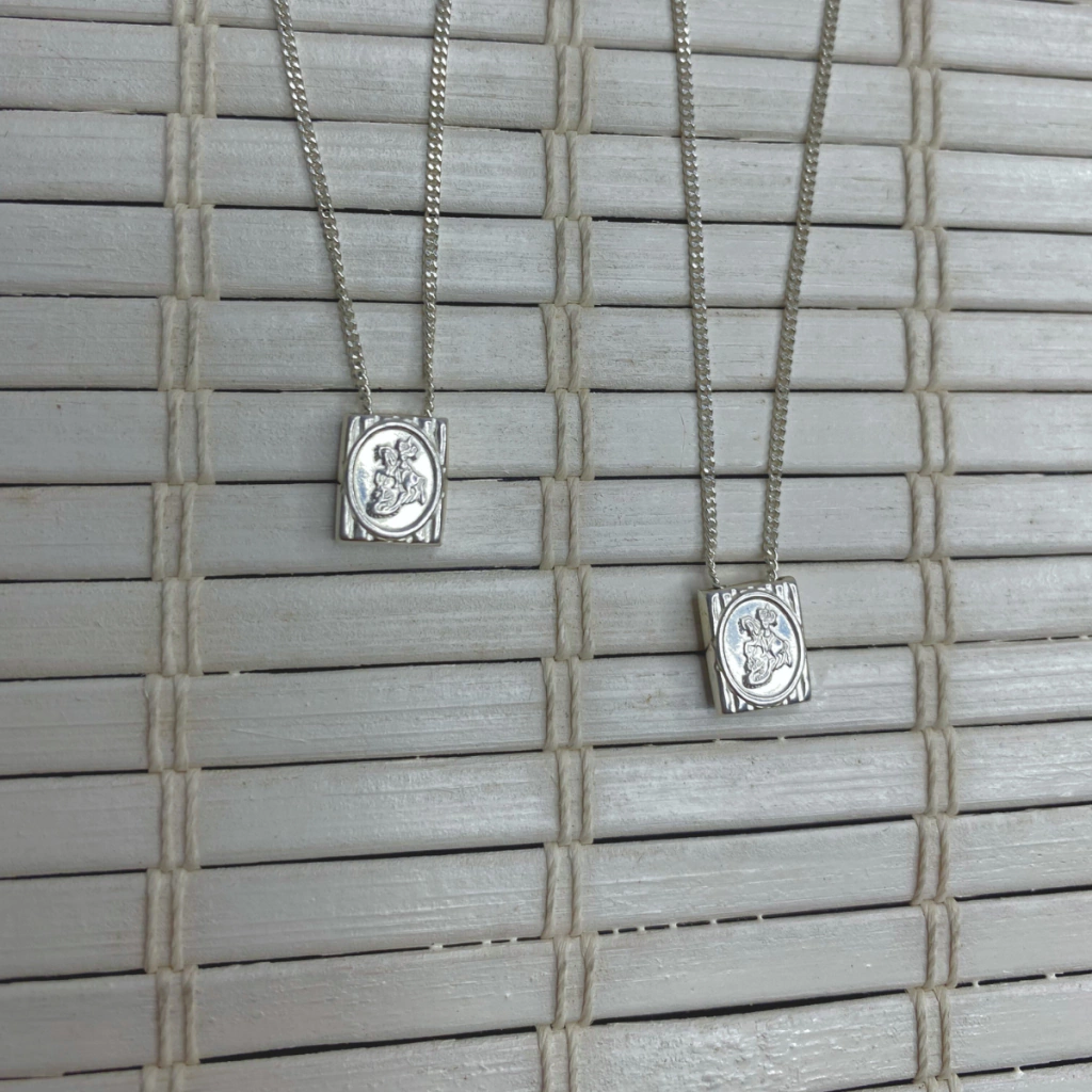 Escapulário Prata 925 São Jorge Masculino Corrente Religiosa