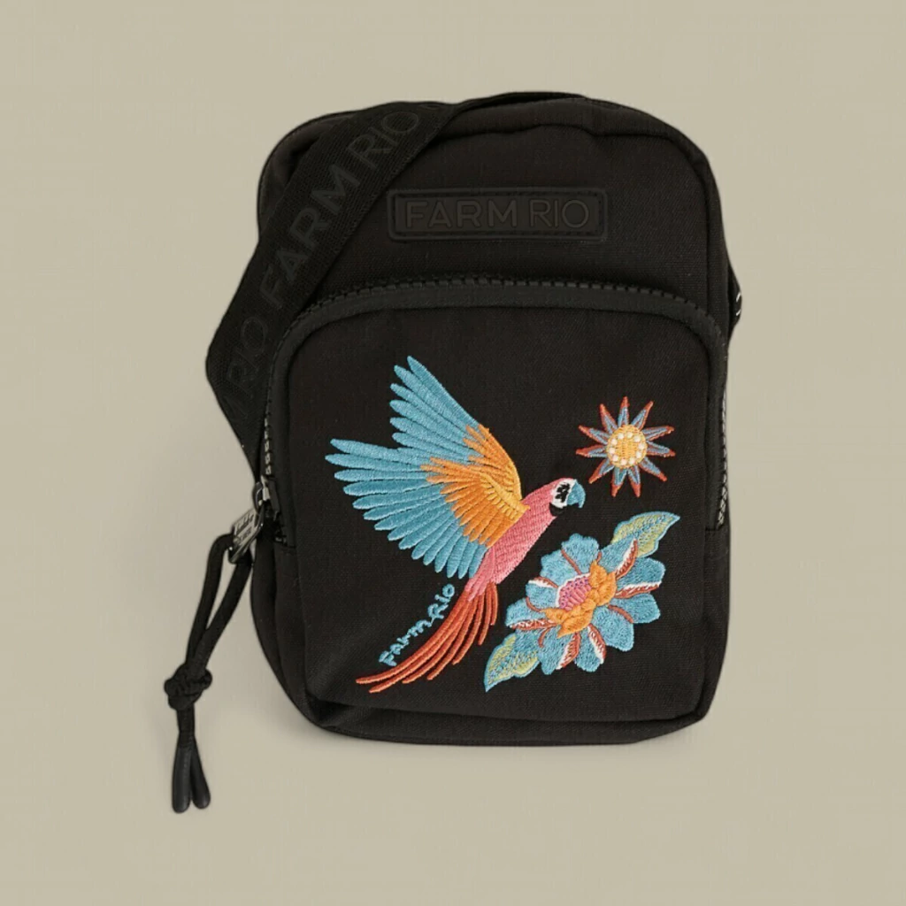 Bolsa Gema Farm Samba das Araras Preta Verão 25