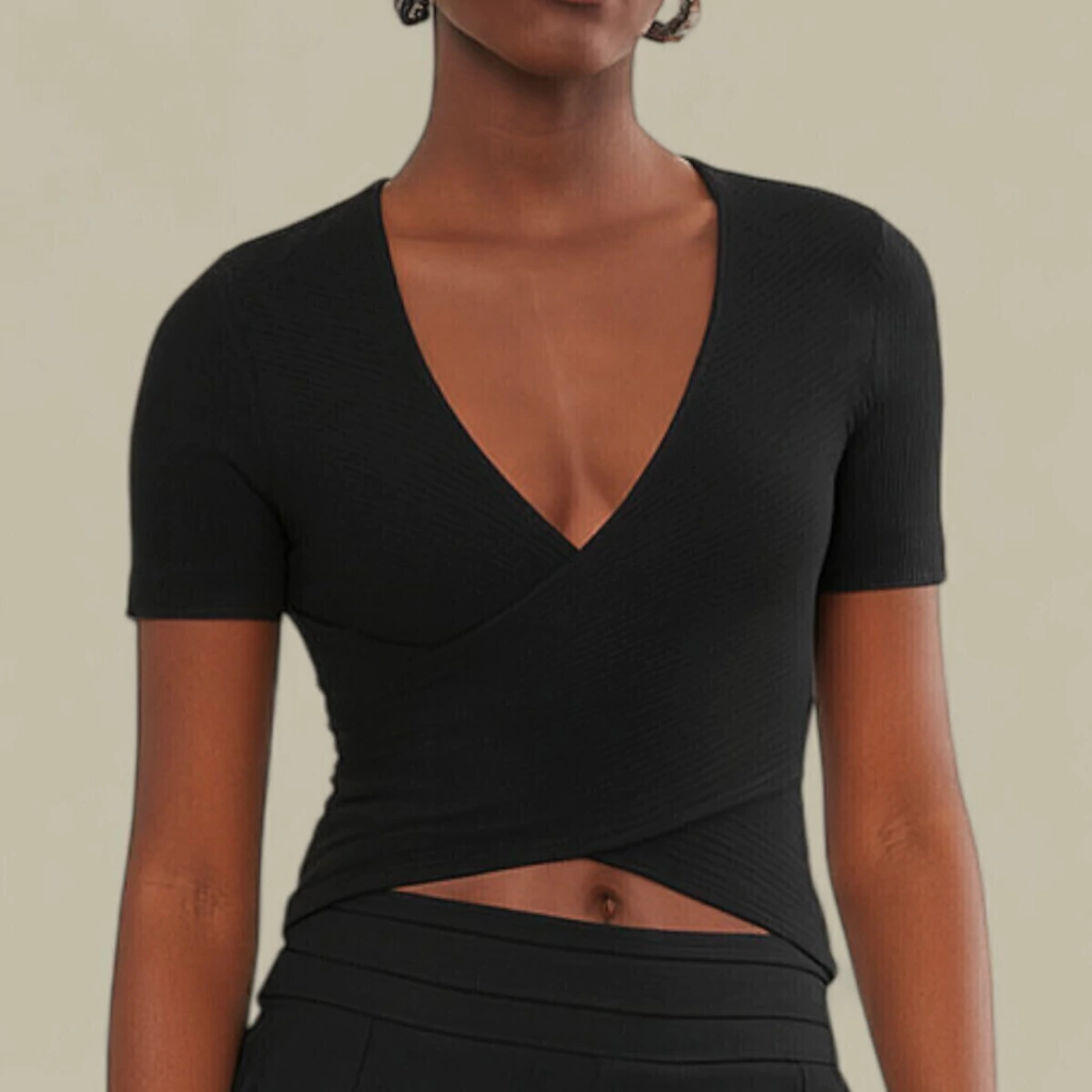 Blusa Canelada Colcci Justa Com Transpasse Algod