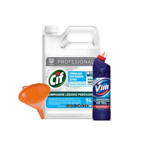 CIF PEROXIDO X 5 LT + VIM LAVANDINA EN GEL X 700 Y EMBUDO DE REGALO - UNI02557 UNI00398 SALE0043