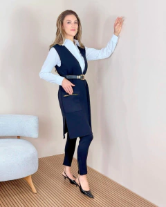 Colete Alongado com Zíper nos Bolsos - comprar online