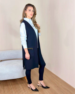 Colete Alongado com Zíper nos Bolsos - Manofatto Store PF