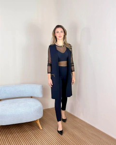 Colete Alongado com Zíper nos Bolsos na internet