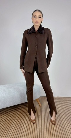 Calça de Malha Twill com Abertura Frontal na internet