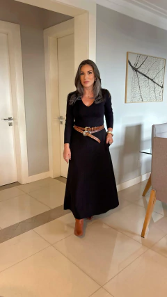 Vestido Evasê Preto Longo - comprar online
