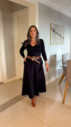 Imagem do Vestido Evasê Preto Longo