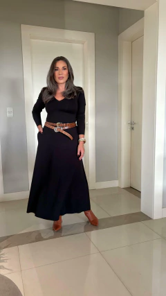 Vestido Evasê Preto Longo - Manofatto Store PF