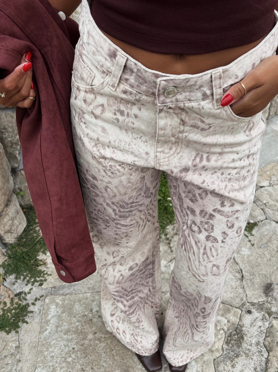 DENIM WIDE PRINT ROSE